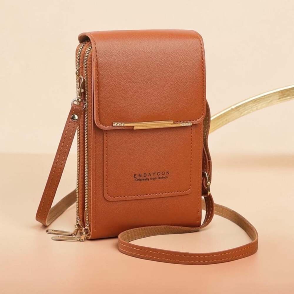Endaycon Small Crossbody Cell Phone Purse Brown Leather - Picture 2 of 4